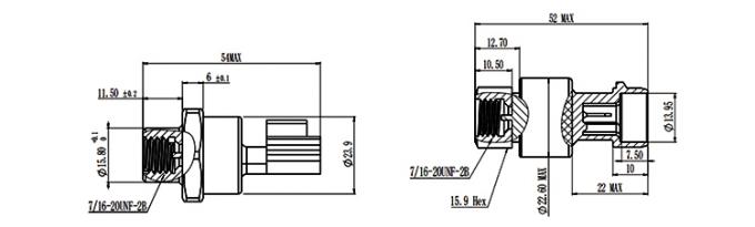 RPT233S 0~20MPa Packard Yazaki 1%FS Sensor Tekanan Keramik untuk Sistem HAVC 2