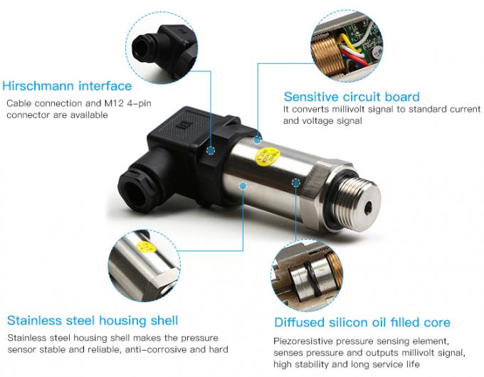 0-600bar Rentang Tekanan Diffused Silicon Oil Pressure Sensor RPT202 dengan output 0,5-4,5V dan Sertifikasi CE RoHS 1