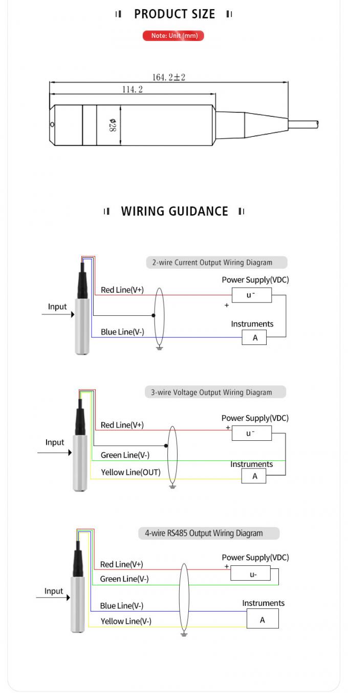 Rujia 4-20ma Submersible Liquid Level Sensor Indicator Transmitter Sensor Tingkat Air Hidrostatik Untuk Pengolahan Air Limbah 3